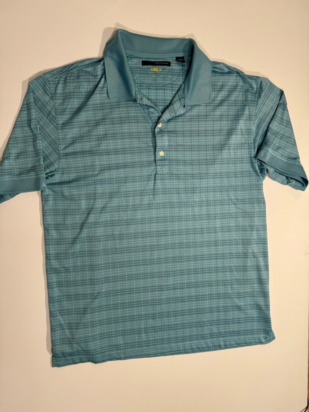 Greg Norman Collection Light Teal Striped Polo